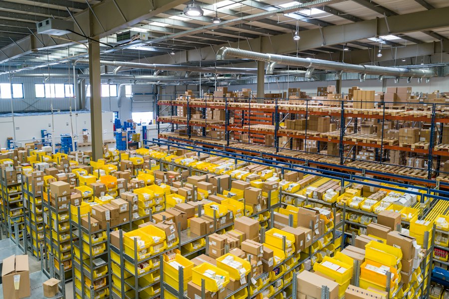 A large warehouse with shelves